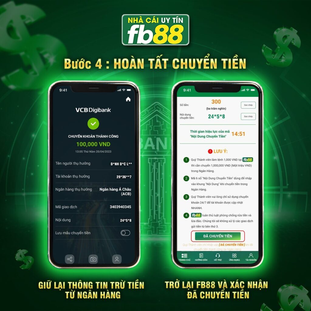Cách nạp tiền FB88 trên điện thoại